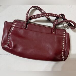 Nine Wewt Red Studded Leather Handbag